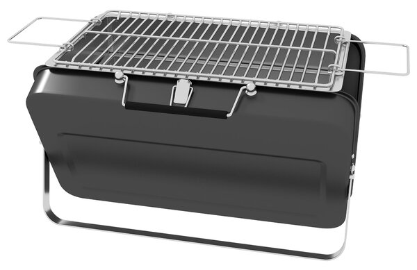Kompaktní gril Outsunny Mini Charcoal BBQ s designem kufříku pro zahradu, kempování a piknik, skládací, rozměry 47L x 30W x 28H cm | Aosom