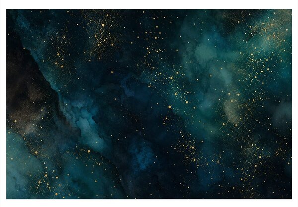 Obraz tyrkysová galaxie se zlatem