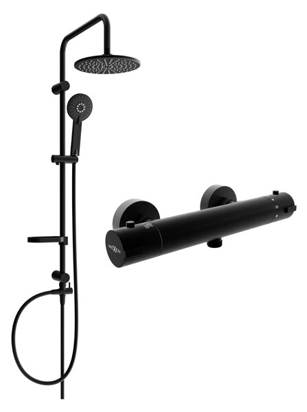 Mexen Carl sprchový set s dešťovou sprchou a termostatickou sprchou Kai, černá, 77100240-70