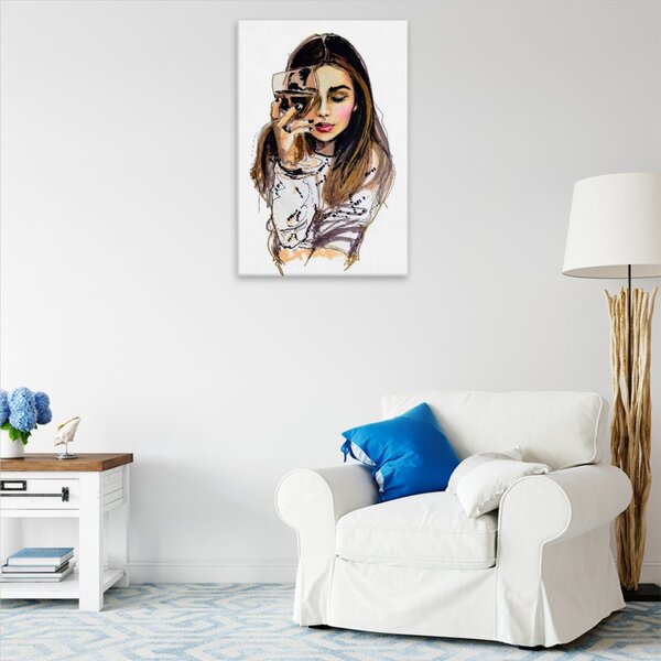 Obraz na plátně - Se sklenicí vína - 40x60 cm