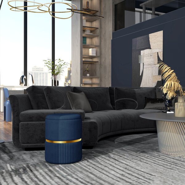 HOMCOM Pouf, taburet, úložný box, ve velurové tkanině, moderní design, 36 x 36 x 44 cm, do obývacího pokoje, ložnice, modrý | Aosom