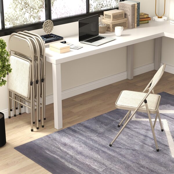 HOMCOM Sada 4 skládacích židlí, přenosné jídelní židle, skládací židle s lněným polštářem a ocelovým rámem 45 x 46 x 78 cm beige | Aosom