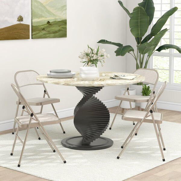 HOMCOM Sada 4 skládacích židlí, přenosné jídelní židle, skládací židle s lněným polštářem a ocelovým rámem 45 x 46 x 78 cm beige | Aosom
