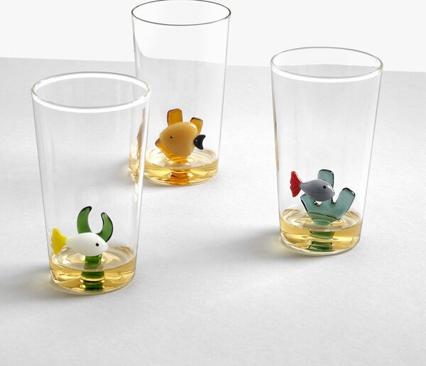 Ichendorf Milano designové sklenice na vodu Marine Garden Longdrink Yellow Fish Green Seaweed