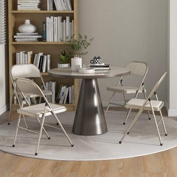 HOMCOM Sada 4 skládacích židlí, přenosné jídelní židle, skládací židle s lněným polštářem a ocelovým rámem 45 x 46 x 78 cm beige | Aosom