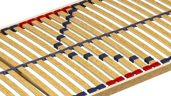 Lamelový rošt Double Klasik T5 200 x 90 cm nepolohovací je fixní lamelový rošt s pasivními patkami. Středový výplet, 28 lamel, pasivní kaučukové patky, výška roštu 5 cm