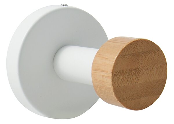 MSV háček na ručníky IANA, matná bílá, bambus, průměr 52 x 55 mm