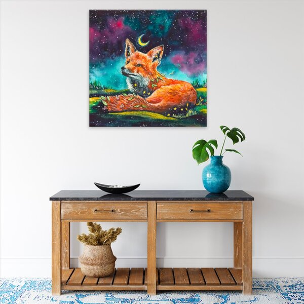 Obraz na plátně - Lištička na paloučku - 40x40 cm