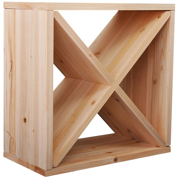 HOMCOM Stojan na víno a lahve pro 24 lahví, přírodní dřevo, 50 x 26 x 50 cm | Aosom