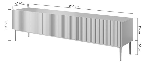 TV skříňka Nicole 200 cm - námořnická modrá / zlaté nožky