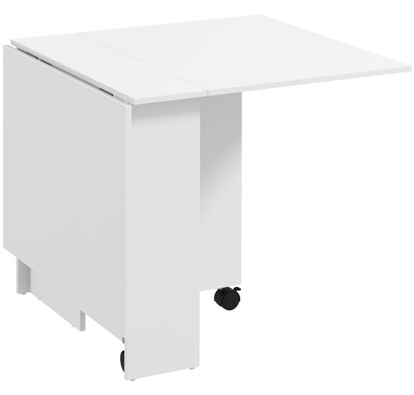 HOMCOM Skládací stůl s koly, Moderní design, Úsporný skládací jídelní stůl, 140 × 80 × 74 cm, Bílý | Aosom