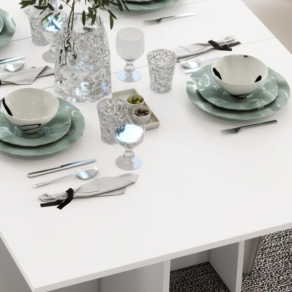 HOMCOM Skládací stůl s koly, Moderní design, Úsporný skládací jídelní stůl, 140 × 80 × 74 cm, Bílý | Aosom