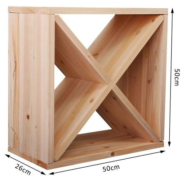 HOMCOM Stojan na víno a lahve pro 24 lahví, přírodní dřevo, 50 x 26 x 50 cm | Aosom