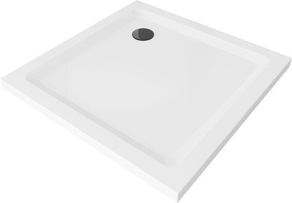 MEXEN - Sprchová vanička, čtvercová Slim 80x80 cm - bílá, sifon - černá - 40108080B