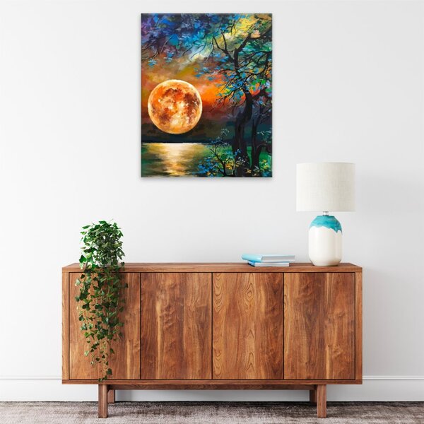 Obraz na plátně - Úplněk v ohnivé záři - 40x50 cm