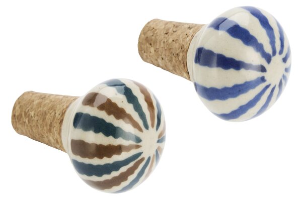 Korková zátka na lahev Brown / Blue Pattern modrá