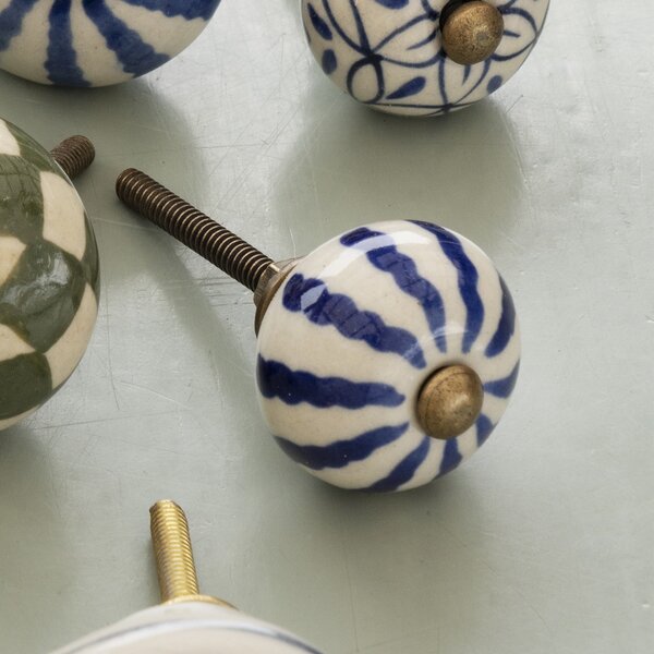 Kameninová úchytka Brown / Blue Antique Brass modrá