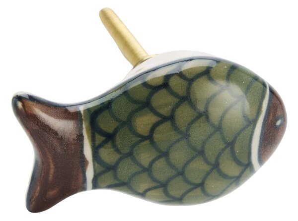 Kameninová úchytka Dark fish / Antique Brass