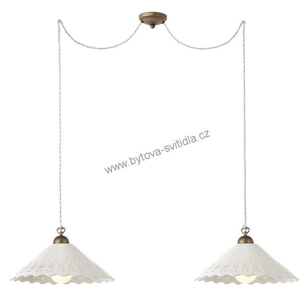 Redo LEA 02-904 + CT40 - Závěsné retro svítidlo s keramickými stínidly Ø 40cm (Dvojramenný retro závěsný lustr )