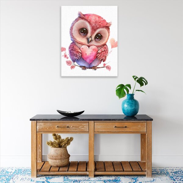 Obraz na plátně - Sova se srdcem 02 - 40x50 cm
