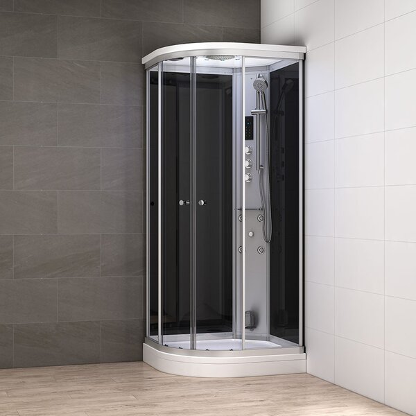 M-SPA - Černý hydromasážní a parní saunový sprchový box 120 x 90 x 217 cm