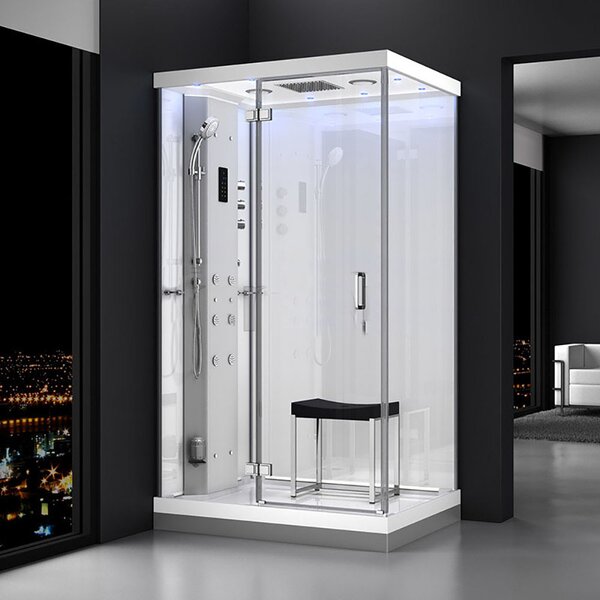 M-SPA - Levý bílý sprchový box s hydromasáží a parní saunou 120 x 90 x 217 cm
