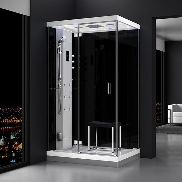 M-SPA - Levý černý sprchový box s hydromasáží a parní saunou 120 x 90 x 217 cm