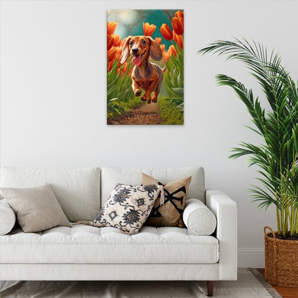 Obraz na plátně - Šťastný jezevčík - 40x60 cm