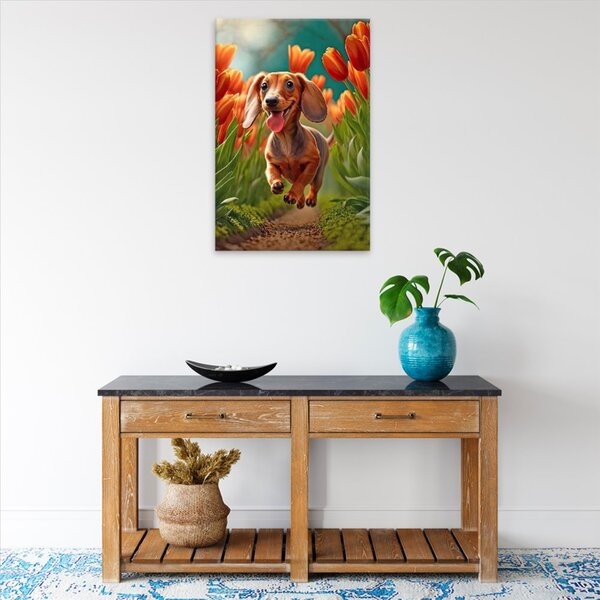 Obraz na plátně - Šťastný jezevčík - 40x60 cm