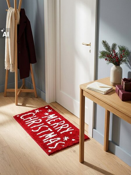 Sinsay - Vánoční koupelnová předložka s nápisem Merry Christmas - červená