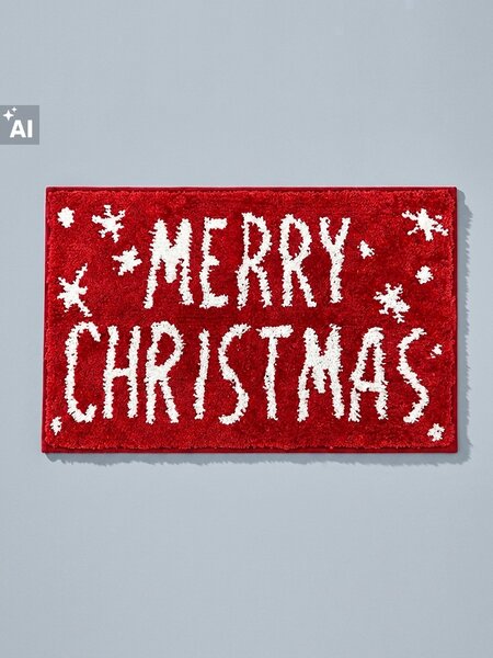 Sinsay - Vánoční koupelnová předložka s nápisem Merry Christmas - červená
