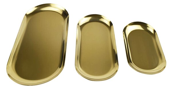 Sinsay - Sada zlatých servírovacích táců 3 pack - zlatá