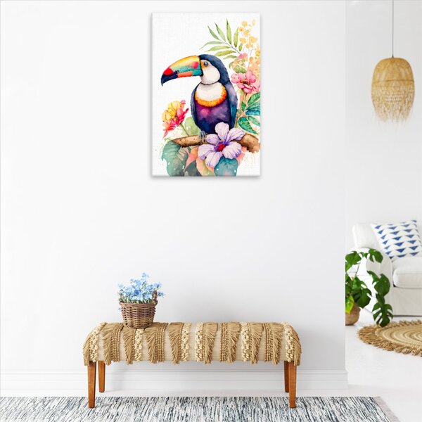 Obraz na plátně - Tukan na větvi - 40x60 cm - CZ výroba