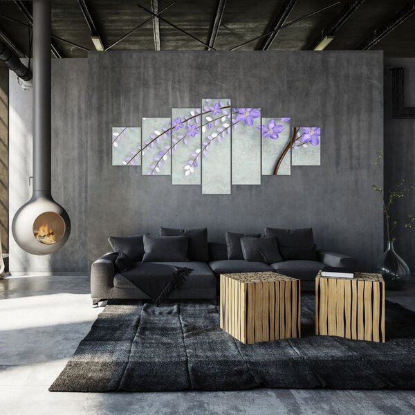 Obraz - Fialový déšť (210x100 cm)