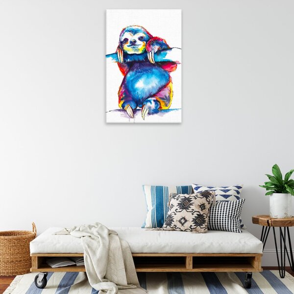 Obraz na plátně - Lenochod na větvi v barvách - 40x60 cm