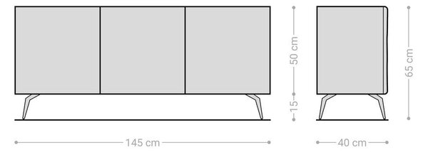 DELIFE Komoda New Live-Edge 145 cm dub přírodní 3 dvířka úhlová podnož kov černá