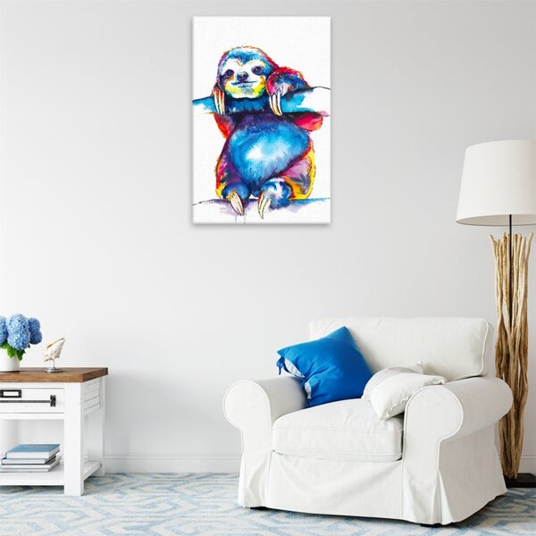 Obraz na plátně - Lenochod na větvi v barvách - 40x60 cm
