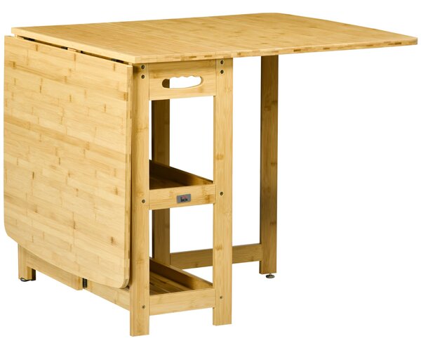 HOMCOM Skleněný rozkládací jídelní stůl pro 6 osob se policemi, stůl do malé kuchyně a jídelny 149,5 x 80 x 73,5 cm | Aosom