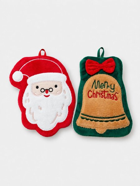 Sinsay - Sada vánočních ručníků ve tvaru Santa Clause a zvonku 2 pack - vícebarevná
