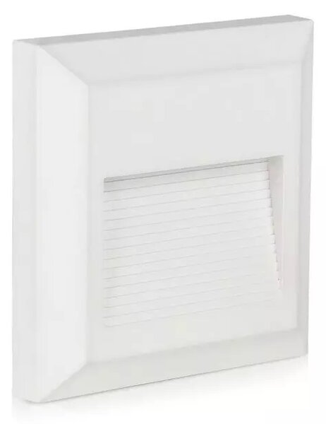 V-TAC Bílé hranaté LED svítidlo na schody 2W IP65, Neutrální bílá 4000 - 4500K