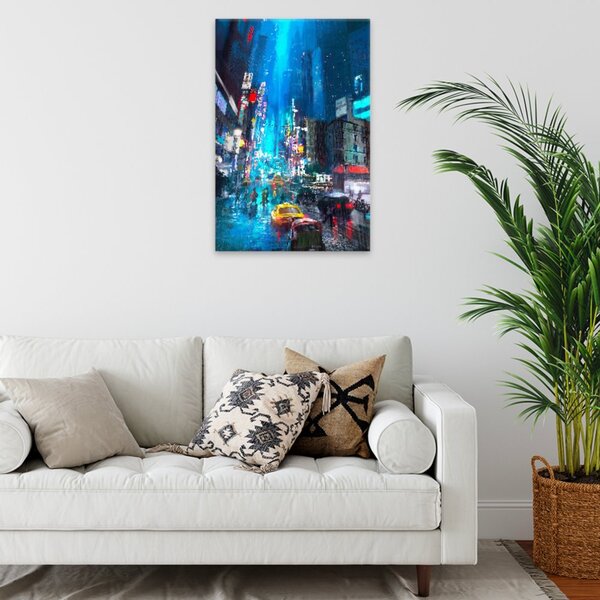 Obraz na plátně - Večerní deštivé město - 40x60 cm