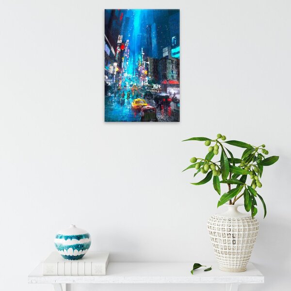 Obraz na plátně - Večerní deštivé město - 40x60 cm