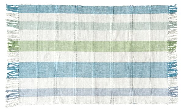 Bavlněný koberec Check Pale Blue 140 x 90 cm