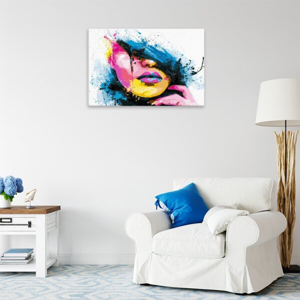 Obraz na plátně - Z části zakrytá v barvách - 60x40 cm