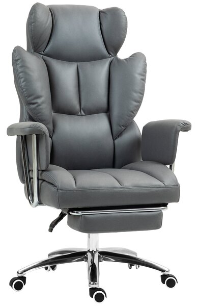 HOMCOM kancelářská židle s funkcí sklonu, ergonomická židle, výškově nastavitelná otočná židle s podnožkou, polstrovaná, nosnost až 120 kg, pro kancel