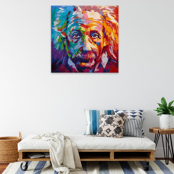 Obraz na plátně - Albert Einstein v barvách - 40x40 cm