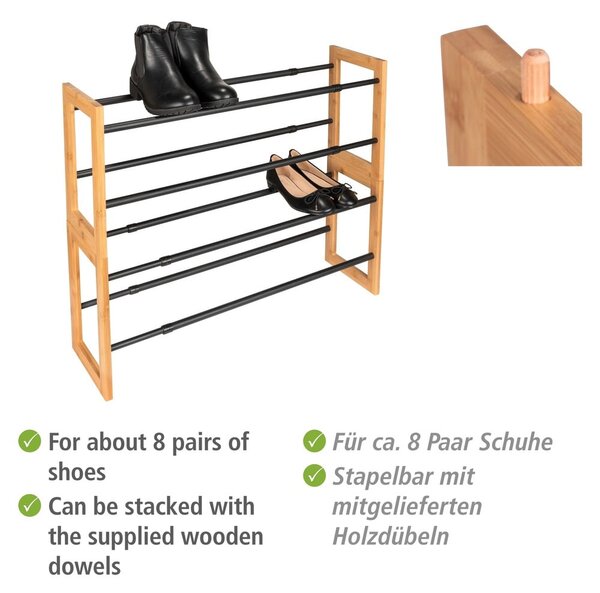 Kovový teleskopický stojan na boty v černo-přírodní barvě Ecori – Wenko