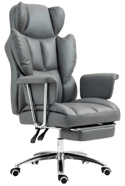 HOMCOM kancelářská židle s funkcí sklonu, ergonomická židle, výškově nastavitelná otočná židle s podnožkou, polstrovaná, nosnost až 120 kg, pro kancel