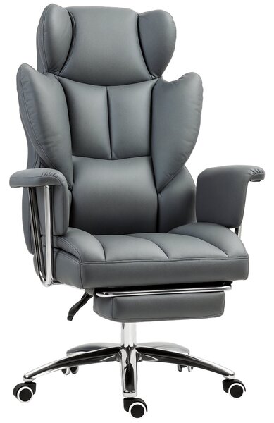 HOMCOM kancelářská židle s funkcí sklonu, ergonomická židle, výškově nastavitelná otočná židle s podnožkou, polstrovaná, nosnost až 120 kg, pro kancel
