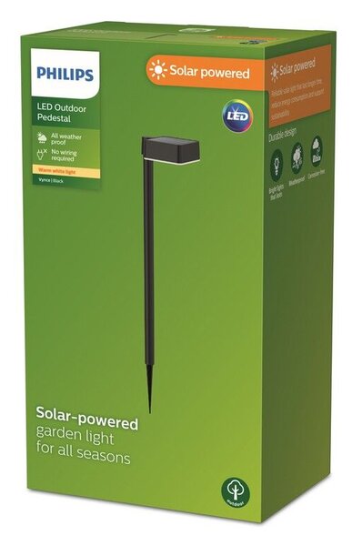 Philips 8720169265684 Outdoor solar Vynce solární zapichovací svítidlo/sloupek LED 1,5W/200lm 2700K IP44 černá